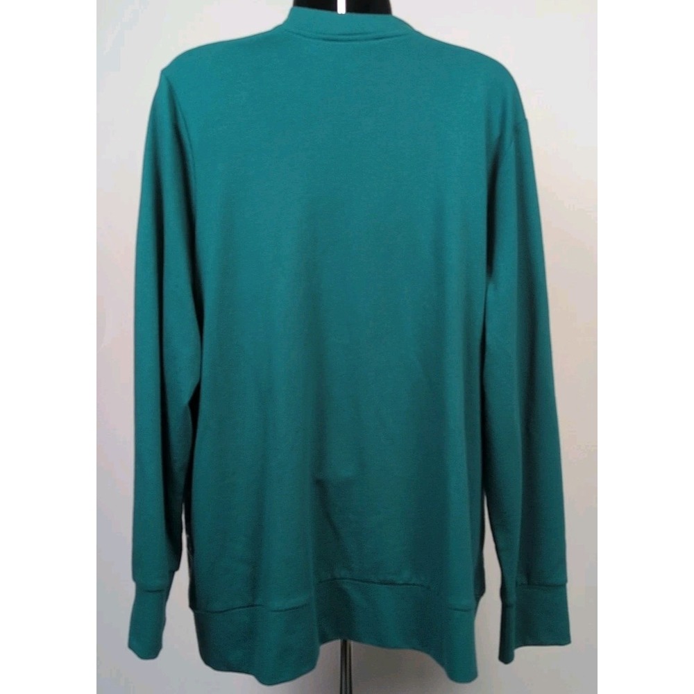Quacker Factory Zip Up Jacket Sequins Teal Size Large - Picture 3 of 7
